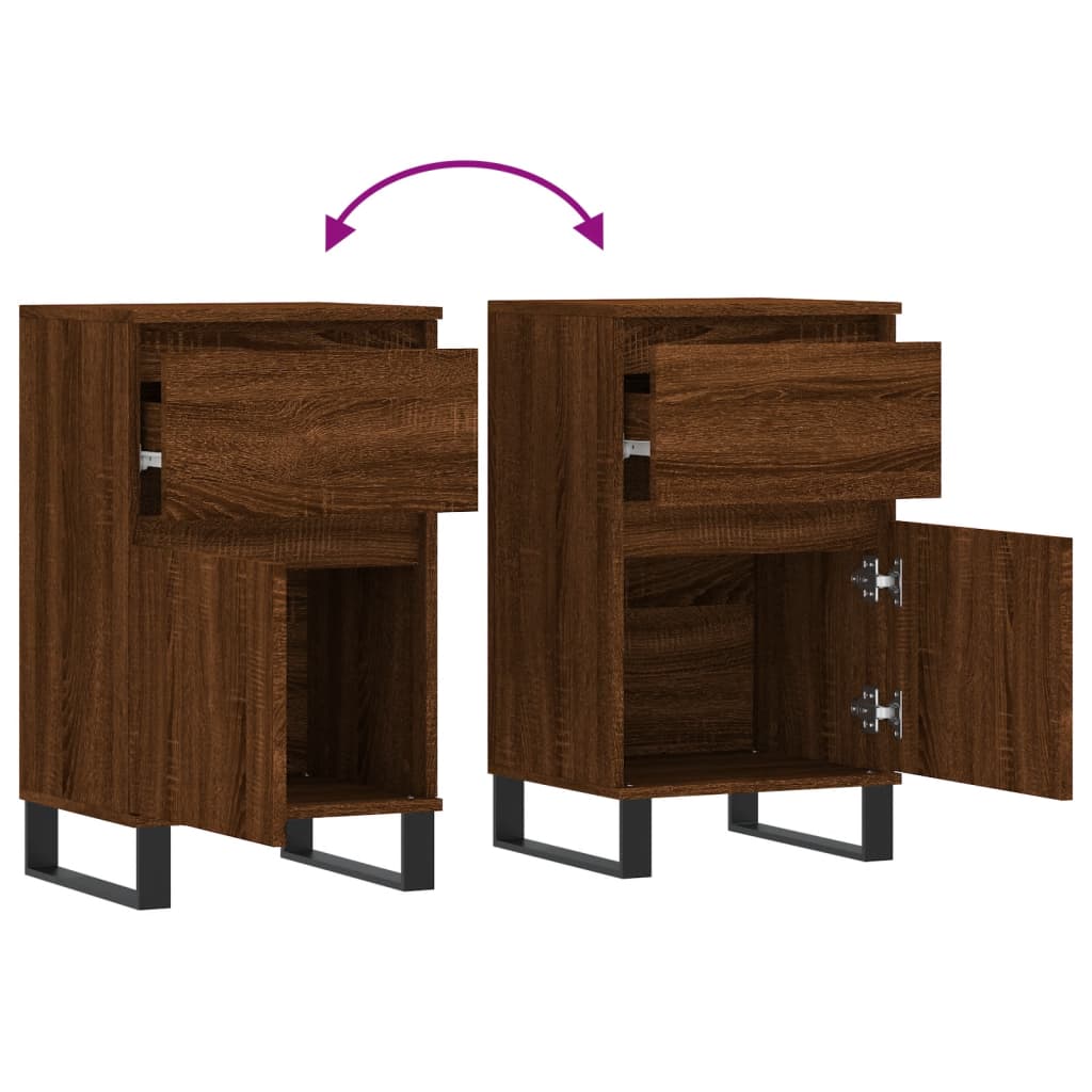 vidaXL Sideboards 2 pcs Brown Oak 40x35x70 cm Engineered Wood
