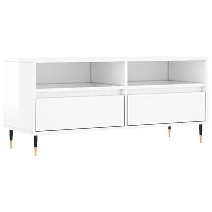 vidaXL TV Cabinet High Gloss White 100x34.5x44.5 cm Engineered Wood
