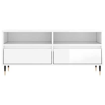 vidaXL TV Cabinet High Gloss White 100x34,5x44,5 cm Engineered Wood