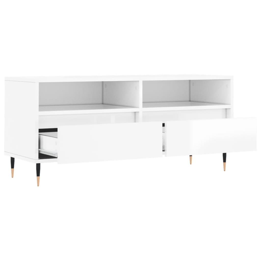 vidaXL TV Cabinet High Gloss White 100x34,5x44,5 cm Engineered Wood