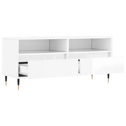 vidaXL TV Cabinet High Gloss White 100x34,5x44,5 cm Engineered Wood