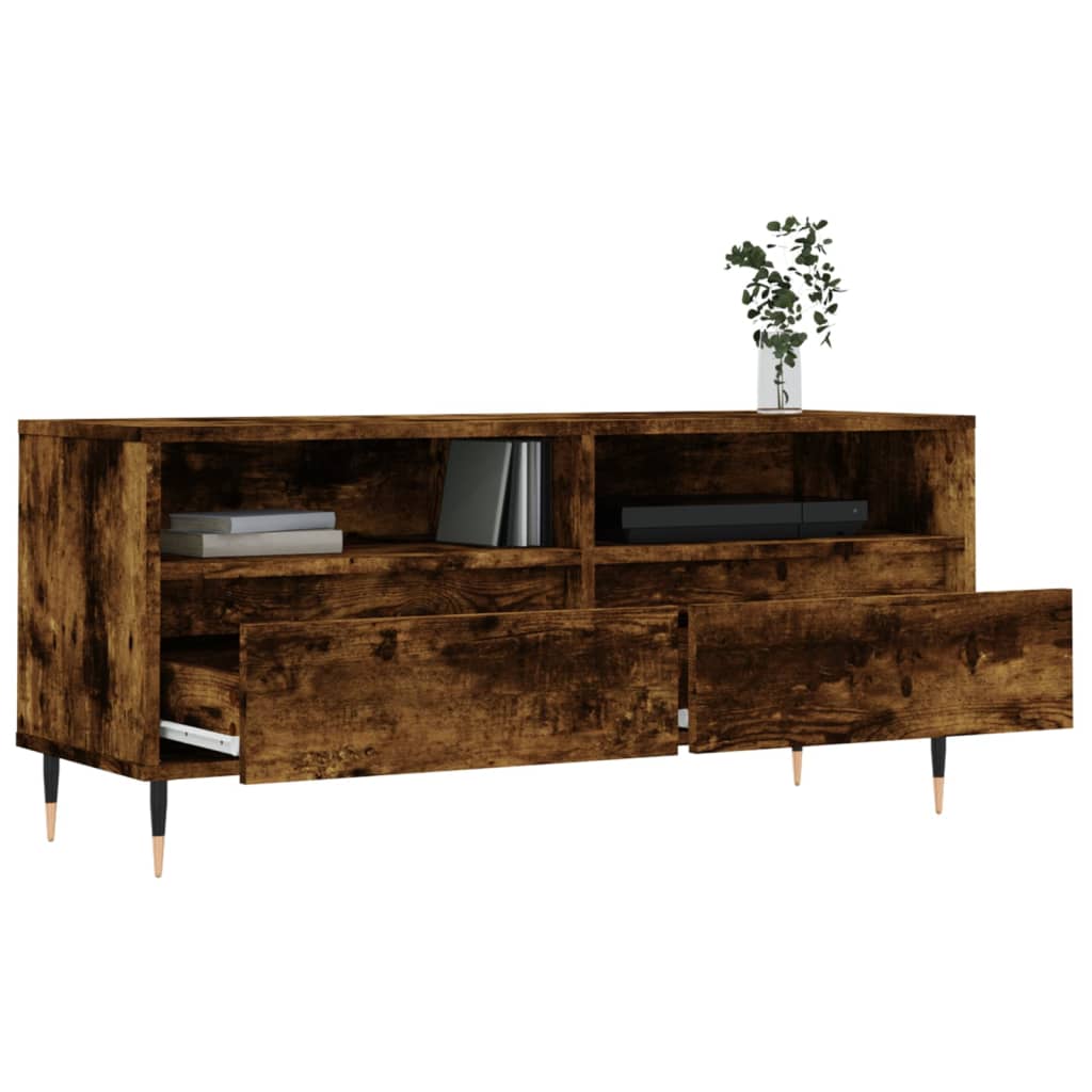 vidaXL TV Cabinet Smoked Oak 100x34.5x44.5 cm Engineered Wood
