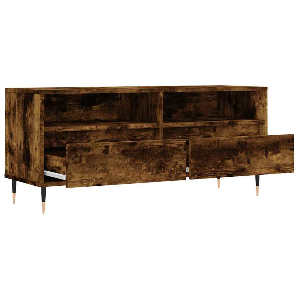 vidaXL TV Cabinet Smoked Oak 100x34.5x44.5 cm Engineered Wood