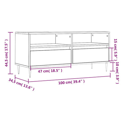 vidaXL TV Cabinet Smoked Oak 100x34.5x44.5 cm Engineered Wood