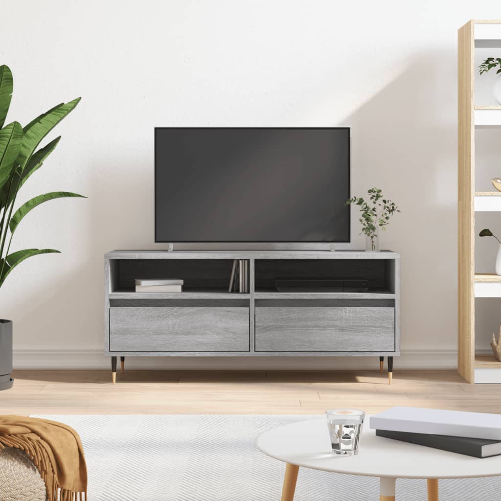 vidaXL TV Cabinet Grey Sonoma 100x34.5x44.5 cm Engineered Wood
