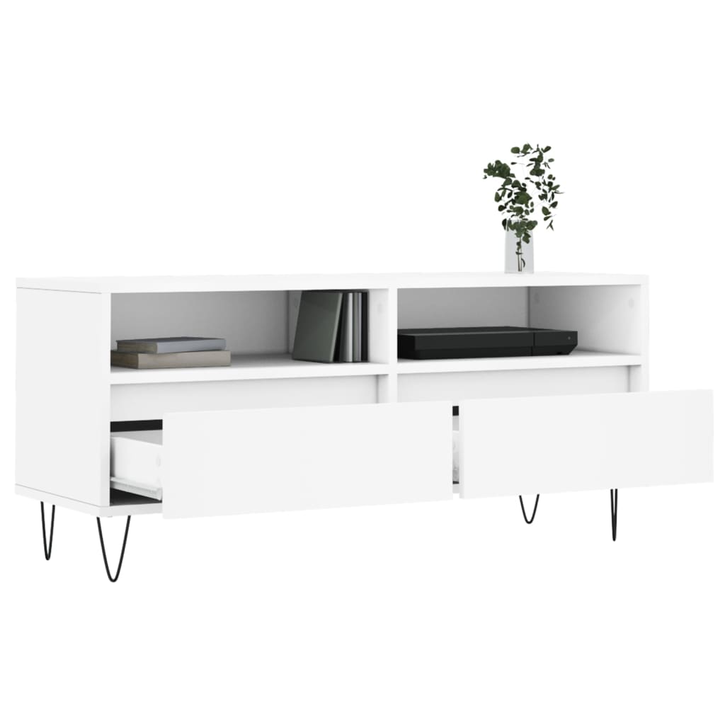 vidaXL TV Cabinet White 100x34.5x44.5 cm Engineered Wood