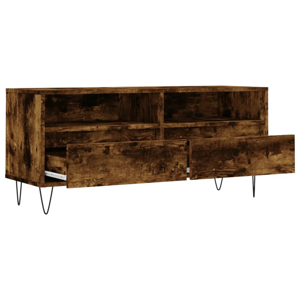 vidaXL TV Cabinet Smoked Oak 100x34.5x44.5 cm Engineered Wood
