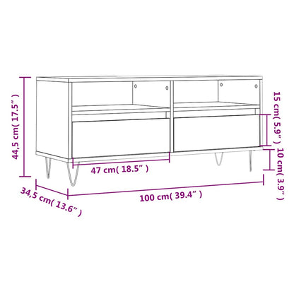 vidaXL TV Cabinet Smoked Oak 100x34.5x44.5 cm Engineered Wood