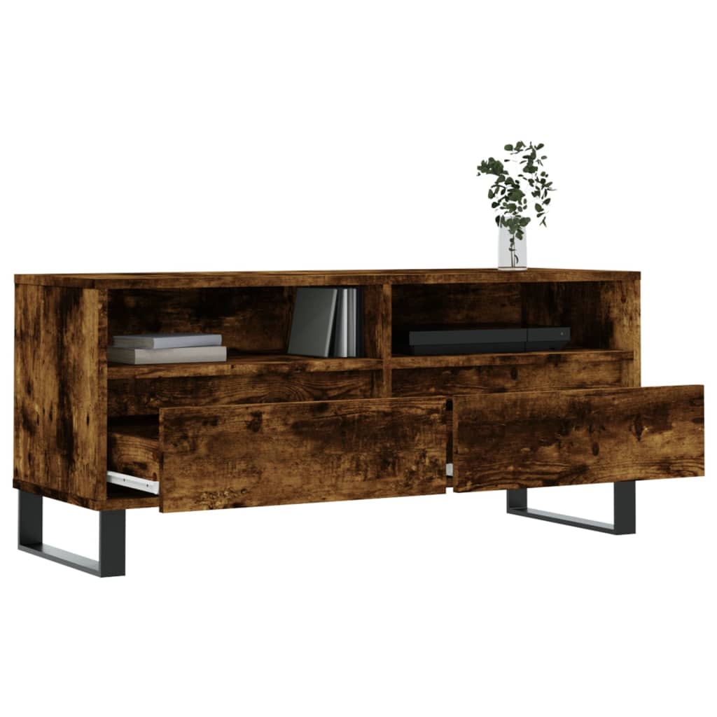 vidaXL TV Cabinet Smoked Oak 100x34.5x44.5 cm Engineered Wood