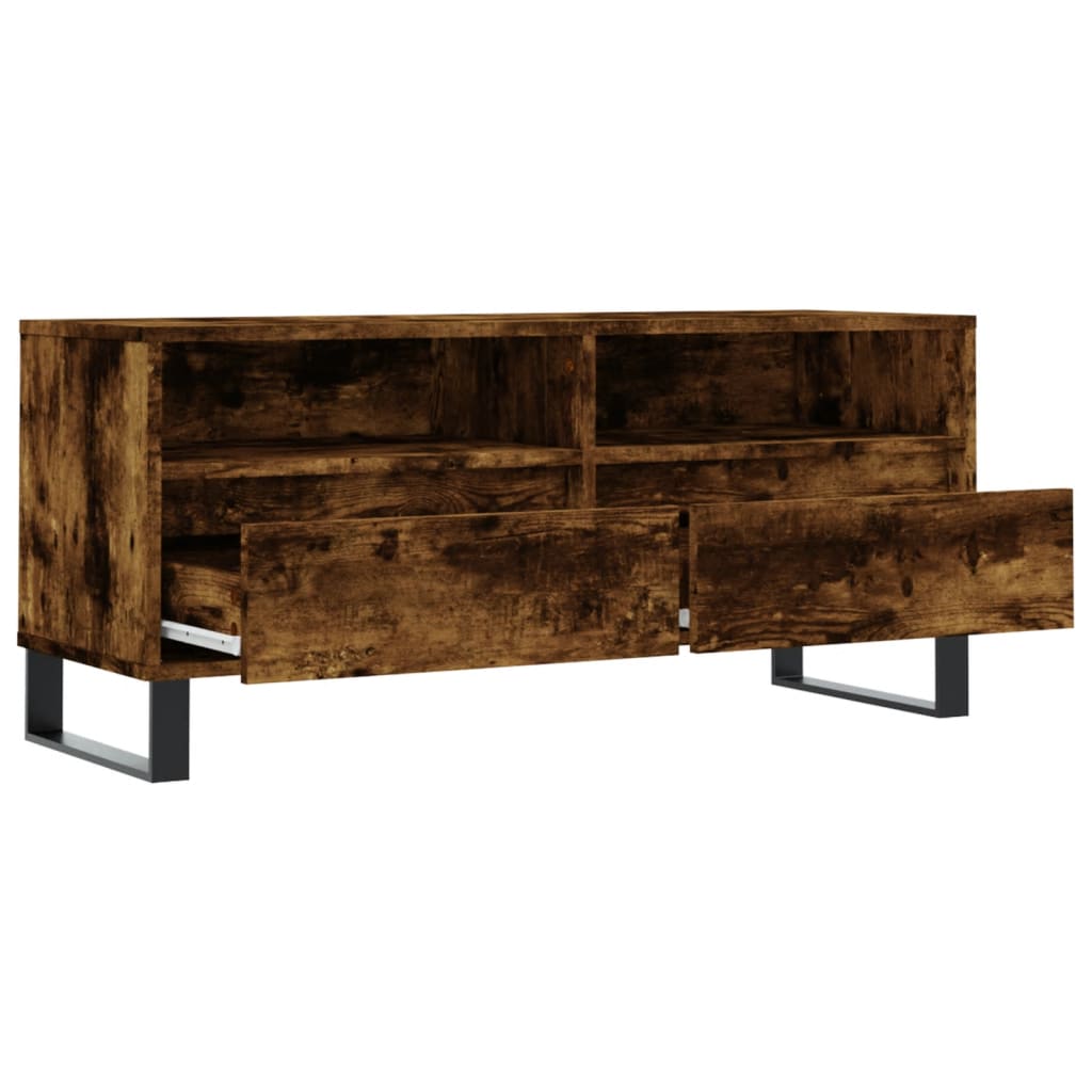 vidaXL TV Cabinet Smoked Oak 100x34.5x44.5 cm Engineered Wood