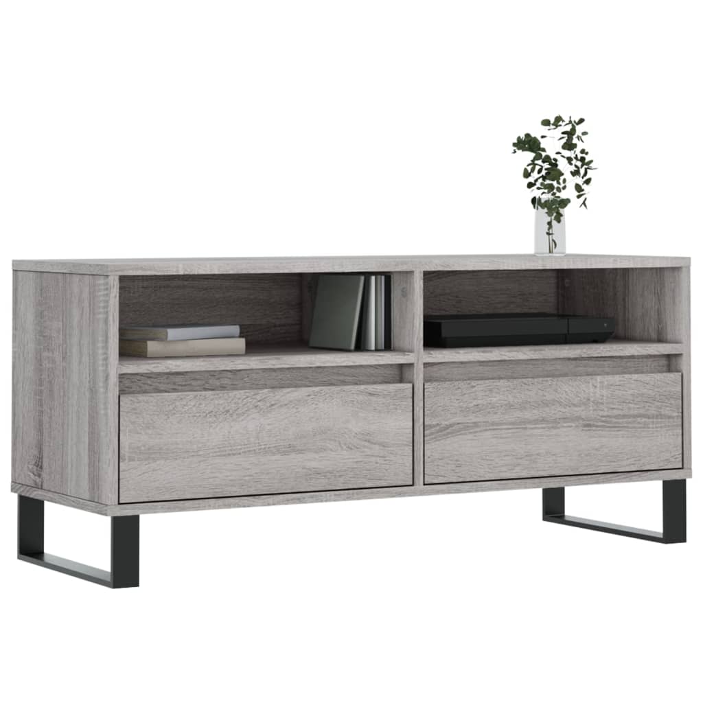 vidaXL TV Cabinet Grey Sonoma 100x34.5x44.5 cm Engineered Wood