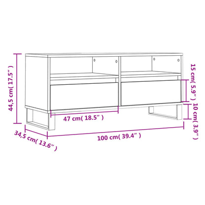 vidaXL TV Cabinet Grey Sonoma 100x34.5x44.5 cm Engineered Wood