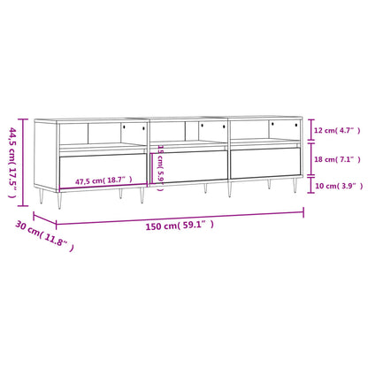 vidaXL TV Cabinet Smoked Oak 150x30x44.5 cm Engineered Wood