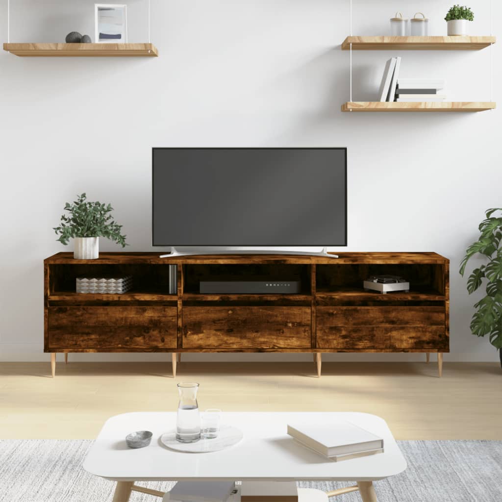 vidaXL TV Cabinet Smoked Oak 150x30x44.5 cm Engineered Wood
