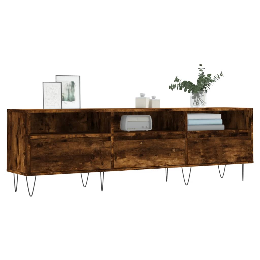 vidaXL TV Cabinet Smoked Oak 150x30x44.5 cm Engineered Wood