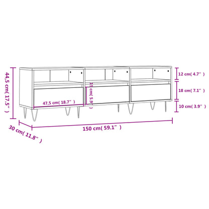 vidaXL TV Cabinet Smoked Oak 150x30x44.5 cm Engineered Wood
