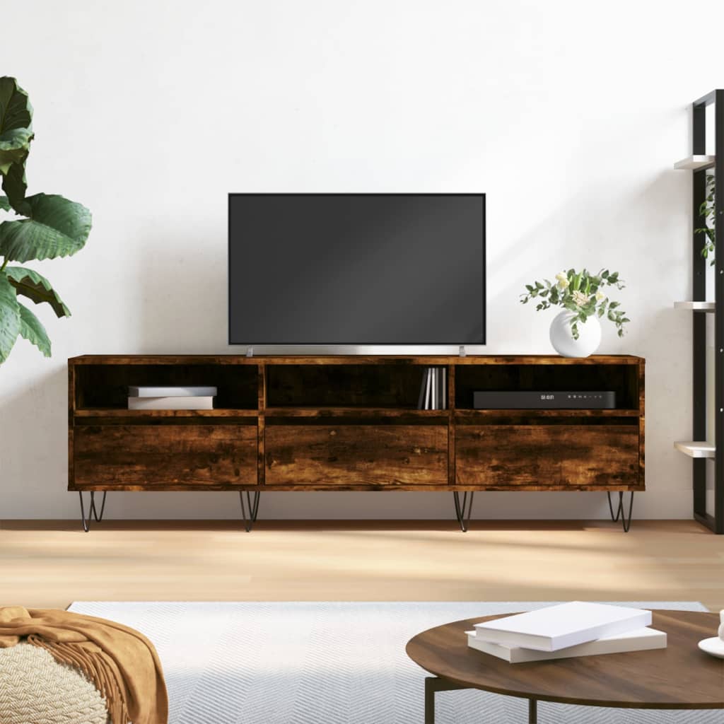 vidaXL TV Cabinet Smoked Oak 150x30x44.5 cm Engineered Wood