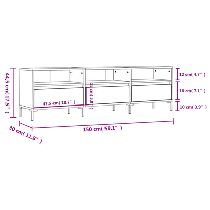 vidaXL TV Cabinet White 150x30x44.5 cm Engineered Wood