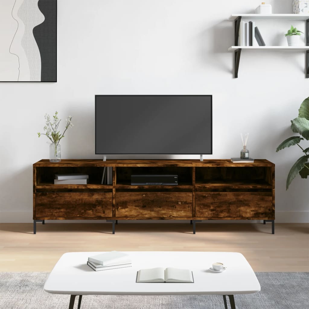 vidaXL TV Cabinet Smoked Oak 150x30x44,5 cm Engineered Wood