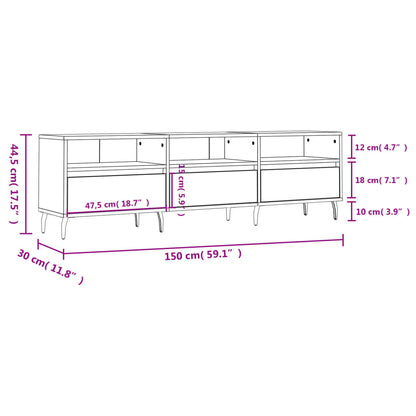 vidaXL TV Cabinet White 150x30x44.5 cm Engineered Wood