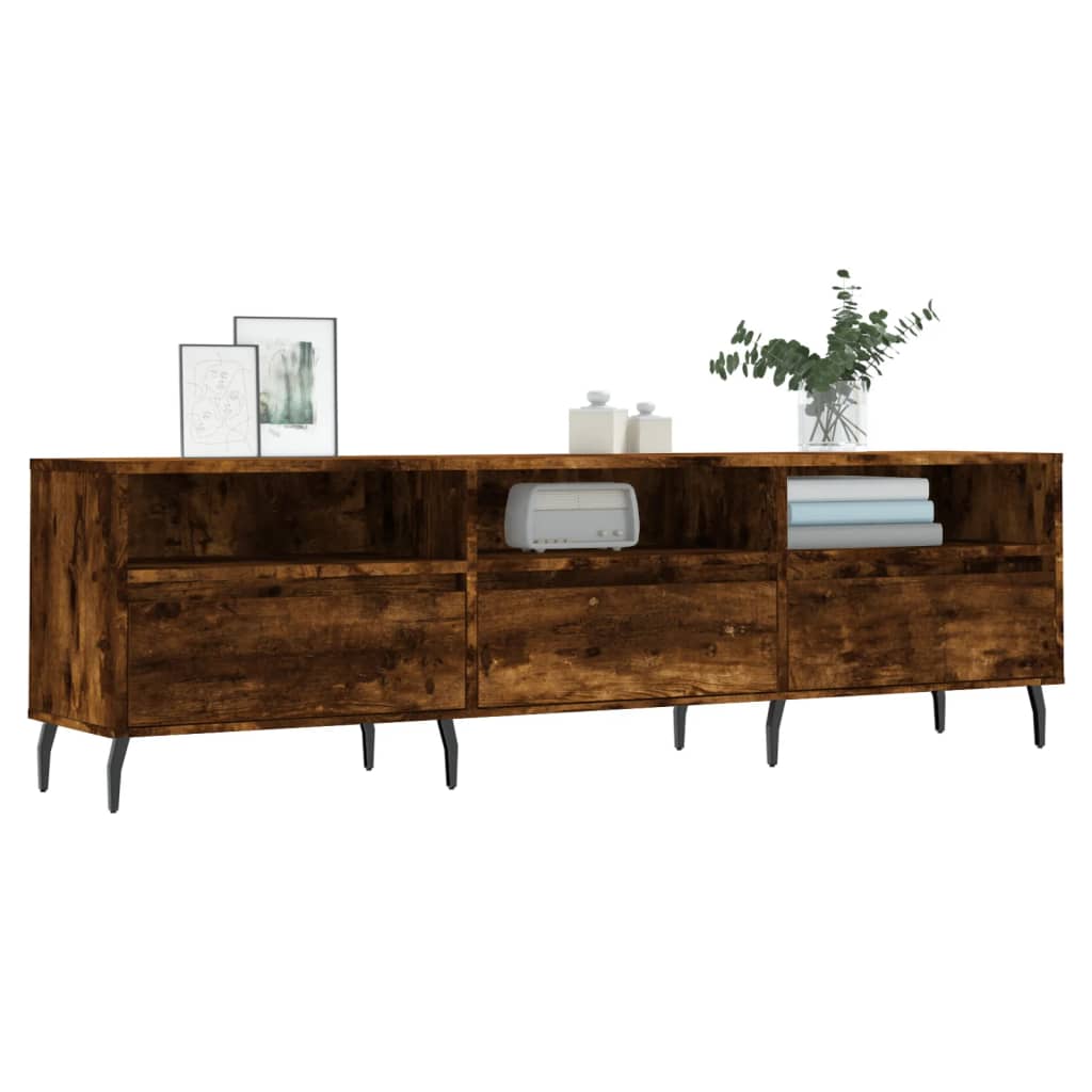 vidaXL TV Cabinet Smoked Oak 150x30x44,5 cm Engineered Wood