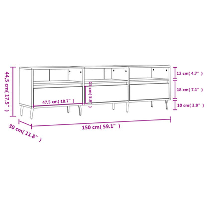 vidaXL TV Cabinet Grey Sonoma 150x30x44.5 cm Engineered Wood