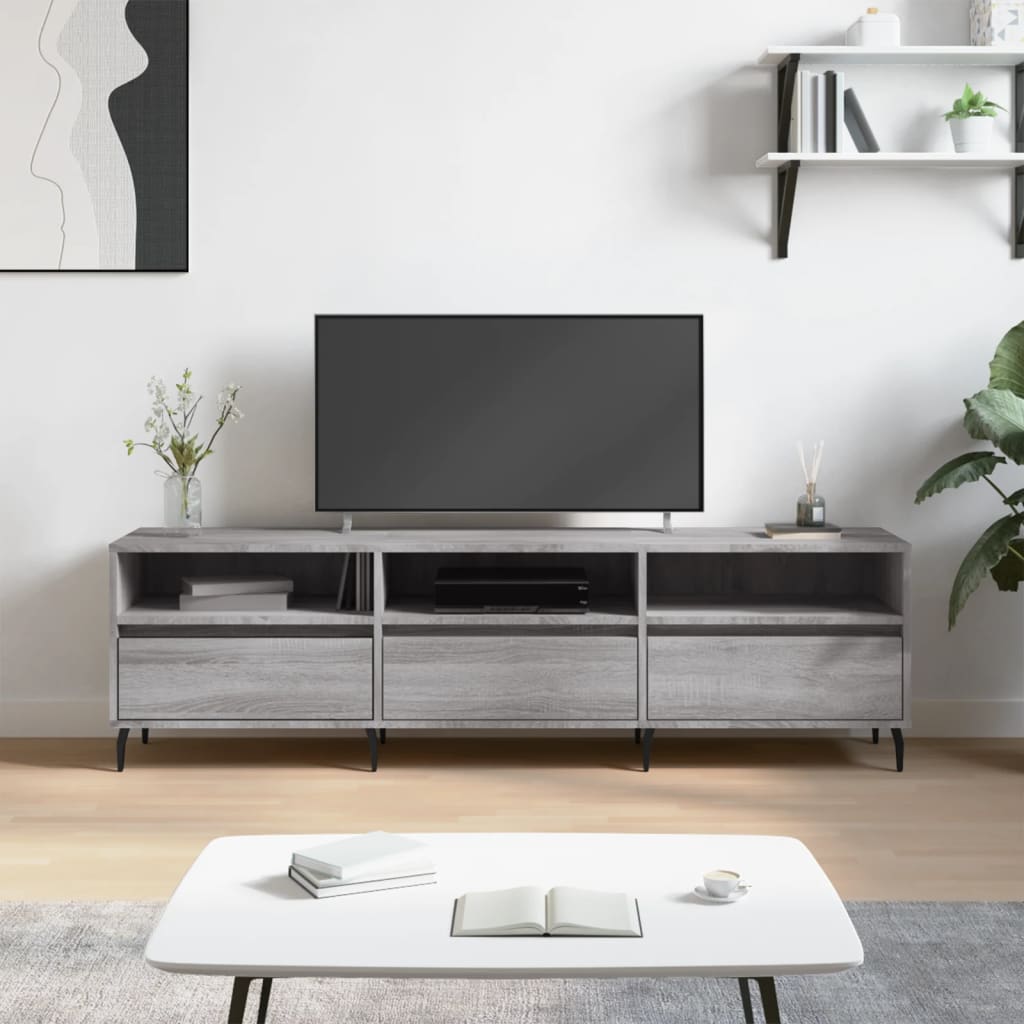 vidaXL TV Cabinet Grey Sonoma 150x30x44,5 cm Engineered Wood