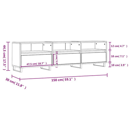 vidaXL TV Cabinet Sonoma Oak 150x30x44.5 cm Engineered Wood