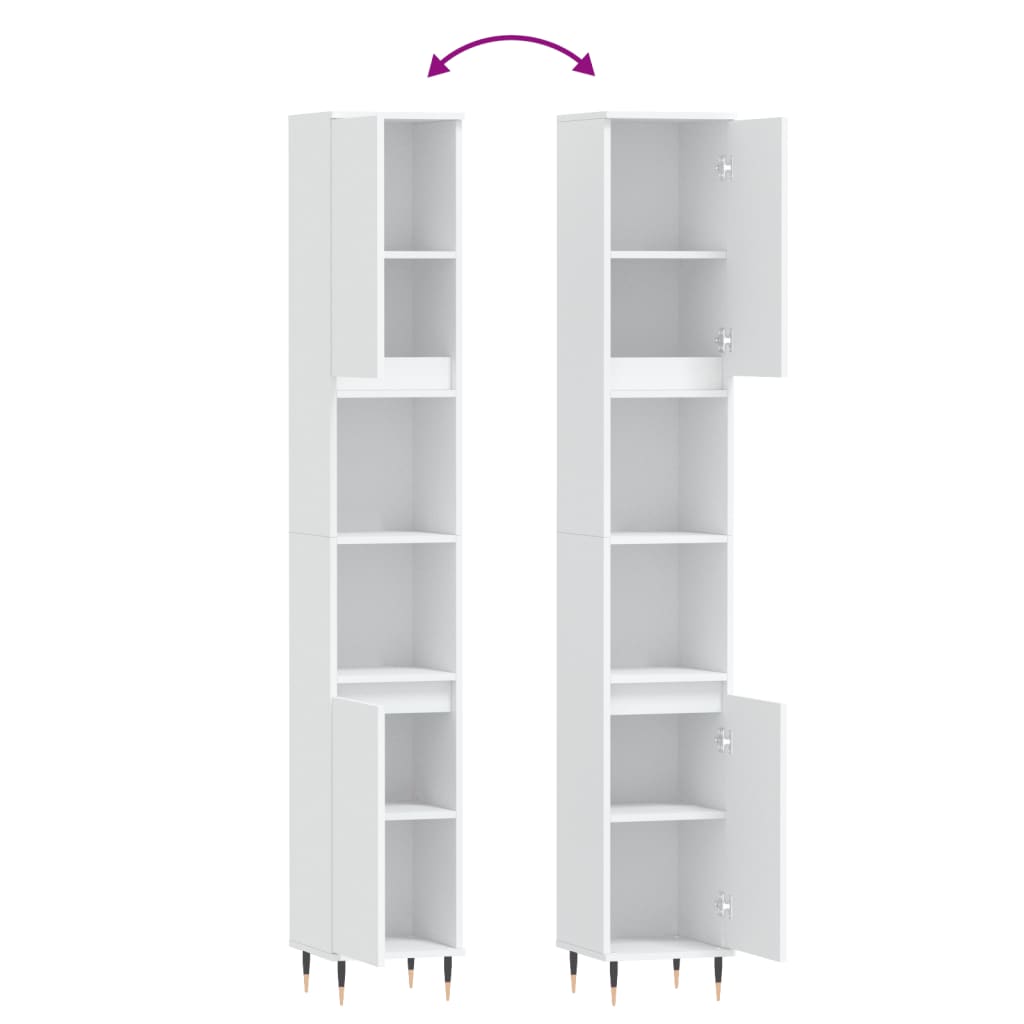 vidaXL Bathroom Cabinet White 30x30x190 cm Engineered Wood