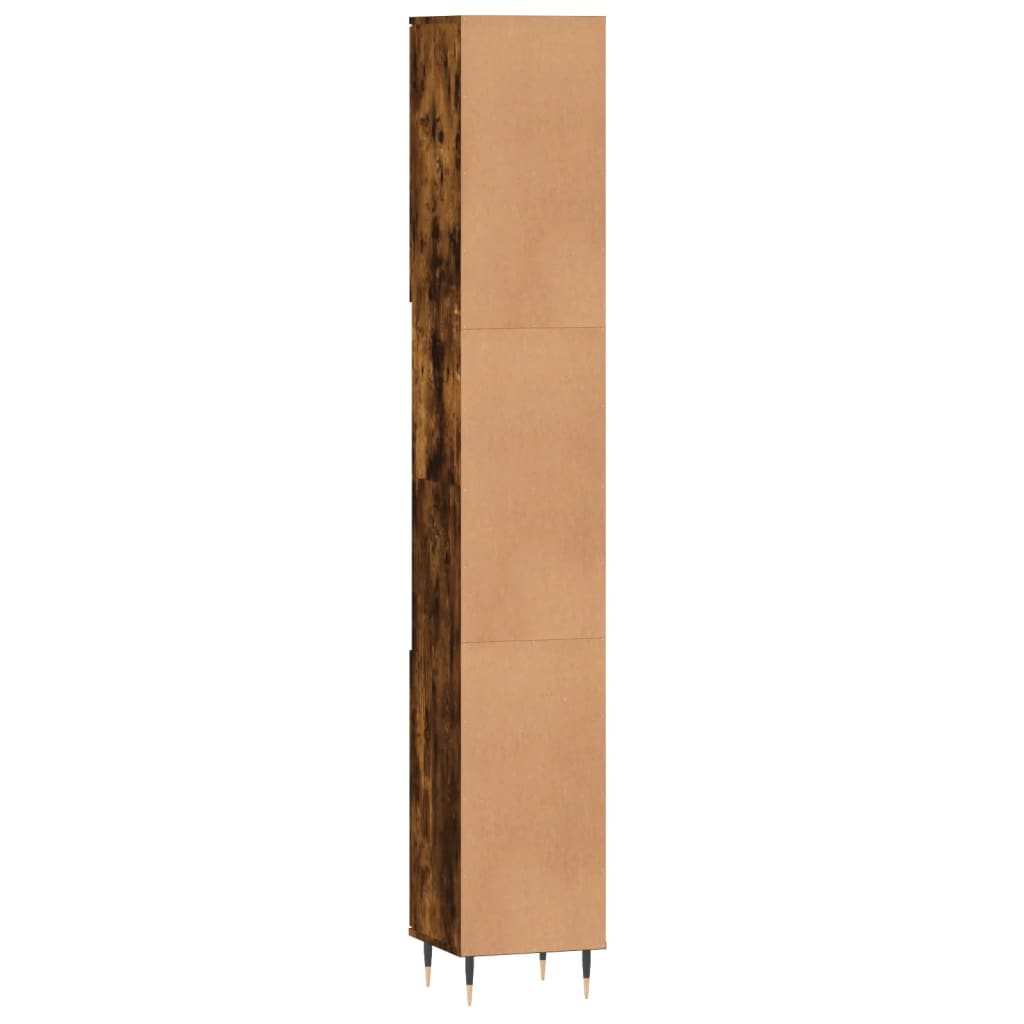 vidaXL Bathroom Cabinet Smoked Oak 30x30x190 cm Engineered Wood