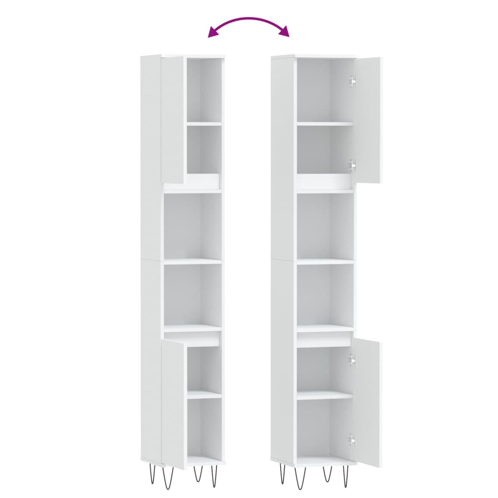 vidaXL Bathroom Cabinet White 30x30x190 cm Engineered Wood