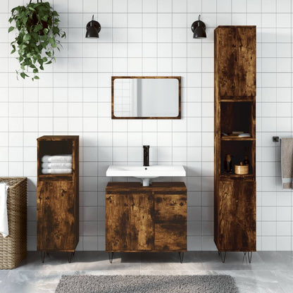 vidaXL Bathroom Cabinet Smoked Oak 30x30x190 cm Engineered Wood