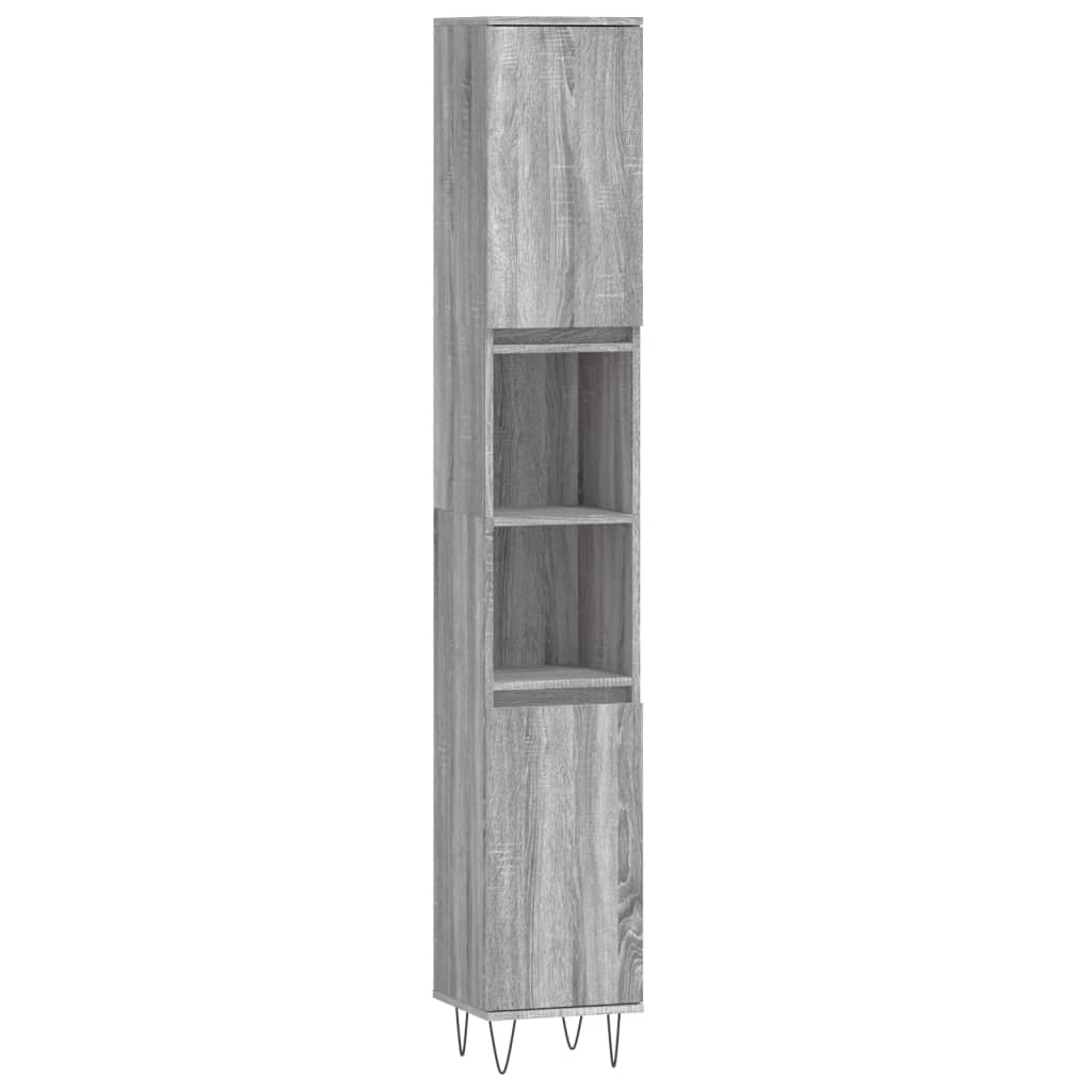 vidaXL Bathroom Cabinet Grey Sonoma 30x30x190 cm Engineered Wood