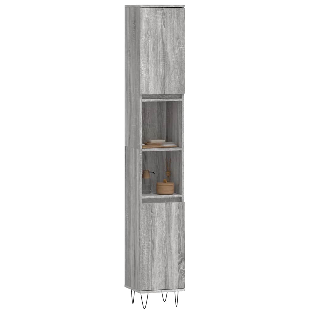 vidaXL Bathroom Cabinet Grey Sonoma 30x30x190 cm Engineered Wood