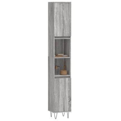 vidaXL Bathroom Cabinet Grey Sonoma 30x30x190 cm Engineered Wood