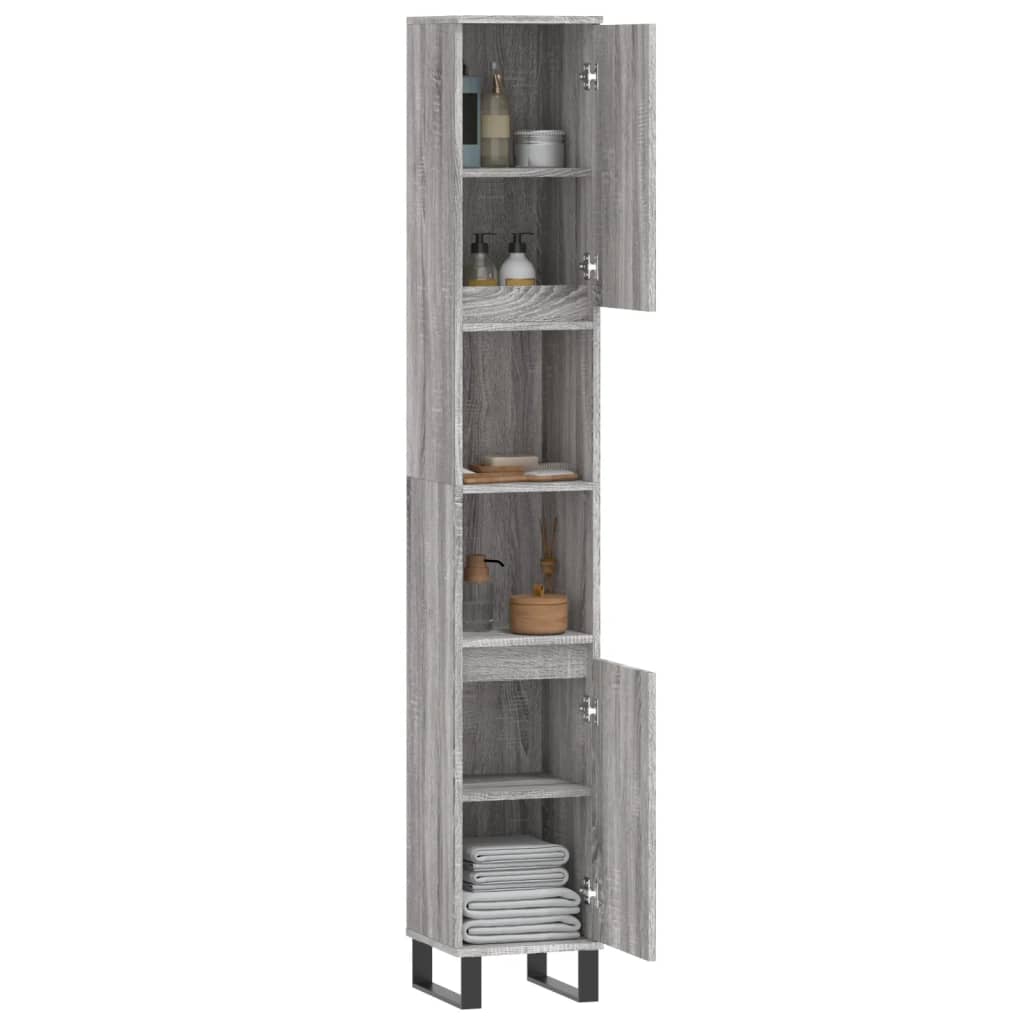 vidaXL Bathroom Cabinet Grey Sonoma 30x30x190 cm Engineered Wood
