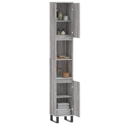 vidaXL Bathroom Cabinet Grey Sonoma 30x30x190 cm Engineered Wood