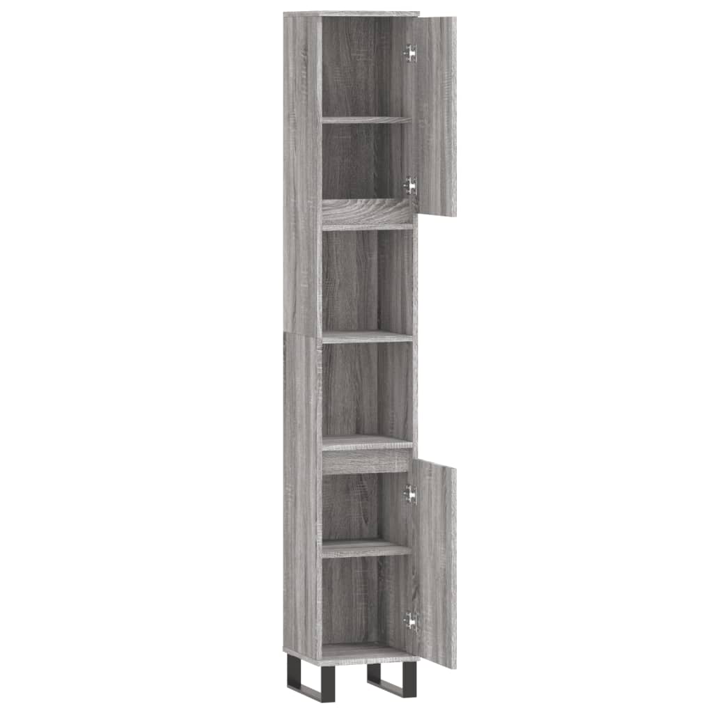 vidaXL Bathroom Cabinet Grey Sonoma 30x30x190 cm Engineered Wood
