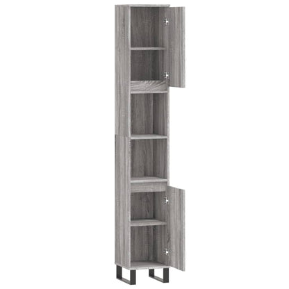 vidaXL Bathroom Cabinet Grey Sonoma 30x30x190 cm Engineered Wood
