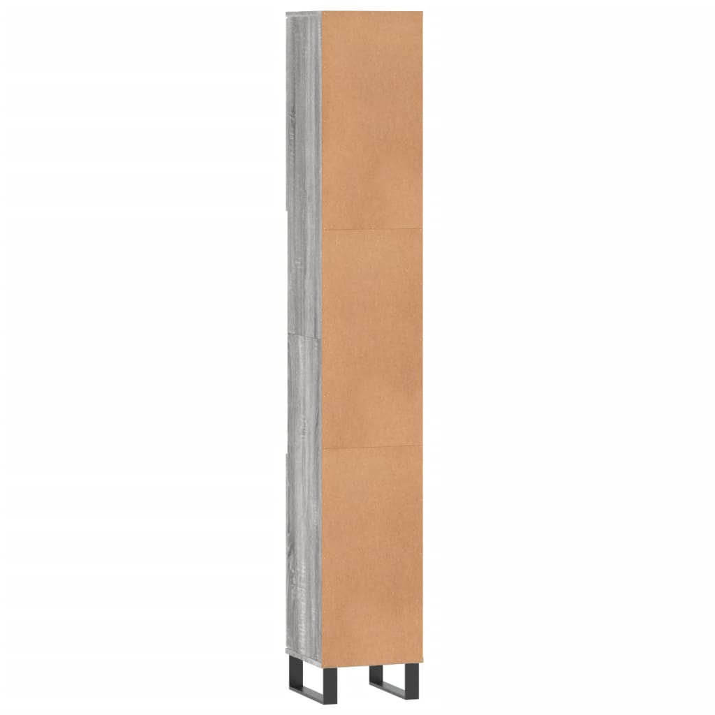 vidaXL Bathroom Cabinet Grey Sonoma 30x30x190 cm Engineered Wood
