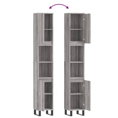 vidaXL Bathroom Cabinet Grey Sonoma 30x30x190 cm Engineered Wood