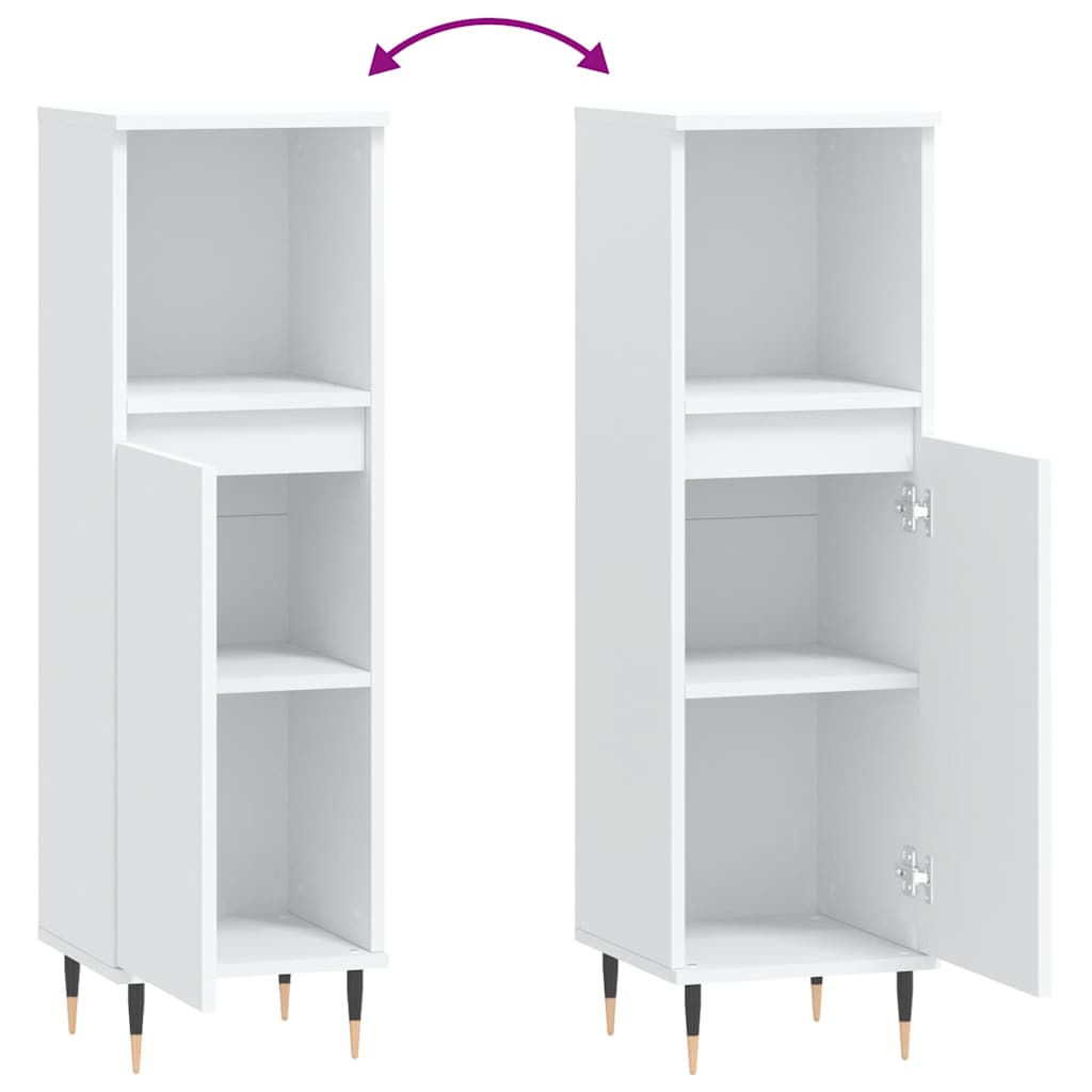 vidaXL Bathroom Cabinet White 30x30x100 cm Engineered Wood