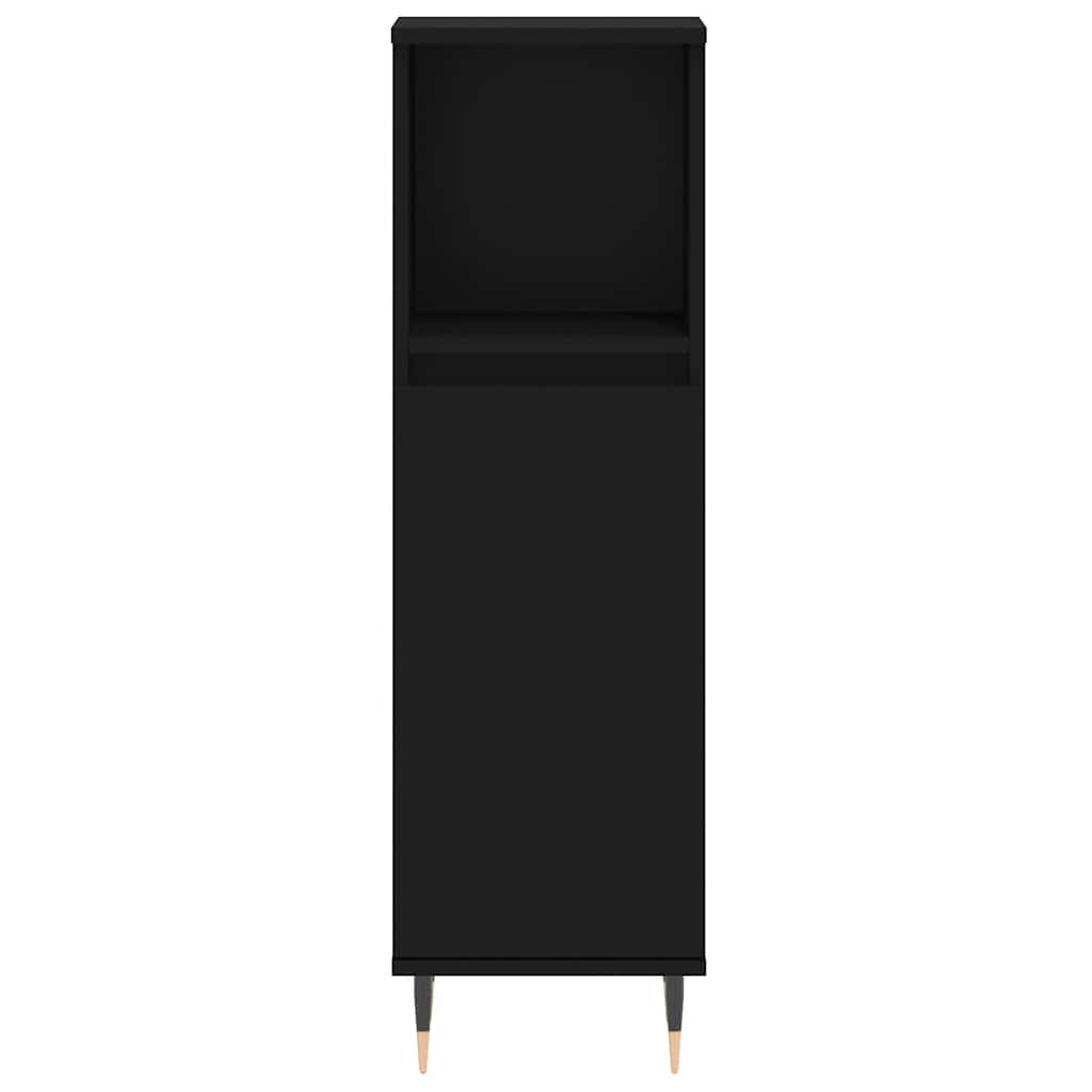 vidaXL Bathroom Cabinet Black 30x30x100 cm Engineered Wood