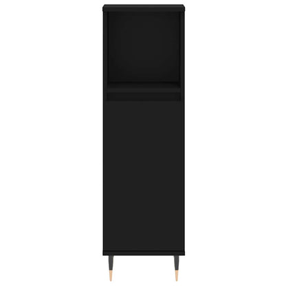 vidaXL Bathroom Cabinet Black 30x30x100 cm Engineered Wood