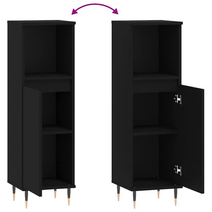 vidaXL Bathroom Cabinet Black 30x30x100 cm Engineered Wood