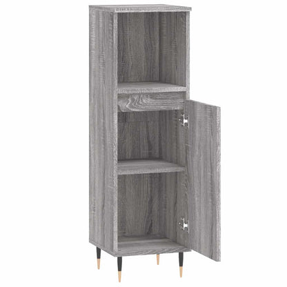 vidaXL Bathroom Cabinet Grey Sonoma 30x30x100 cm Engineered Wood