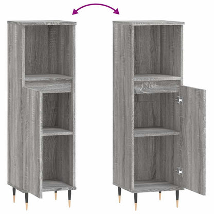 vidaXL Bathroom Cabinet Grey Sonoma 30x30x100 cm Engineered Wood