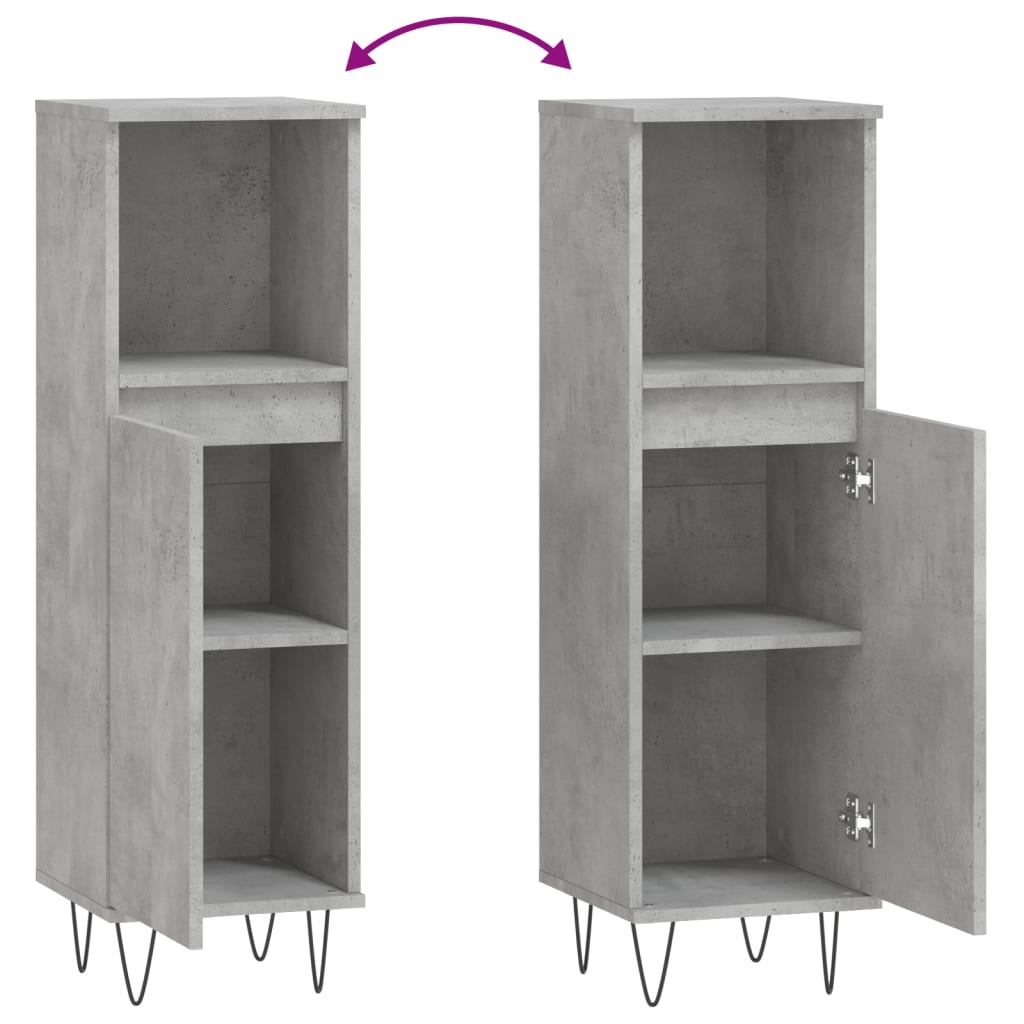 vidaXL Bathroom Cabinet Concrete Grey 30x30x100 cm Engineered Wood