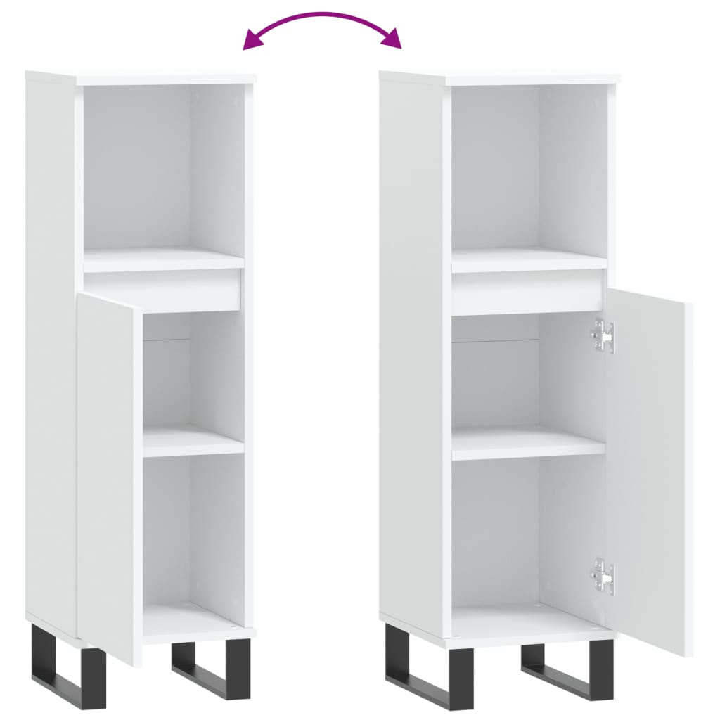vidaXL Bathroom Cabinet White 30x30x100 cm Engineered Wood