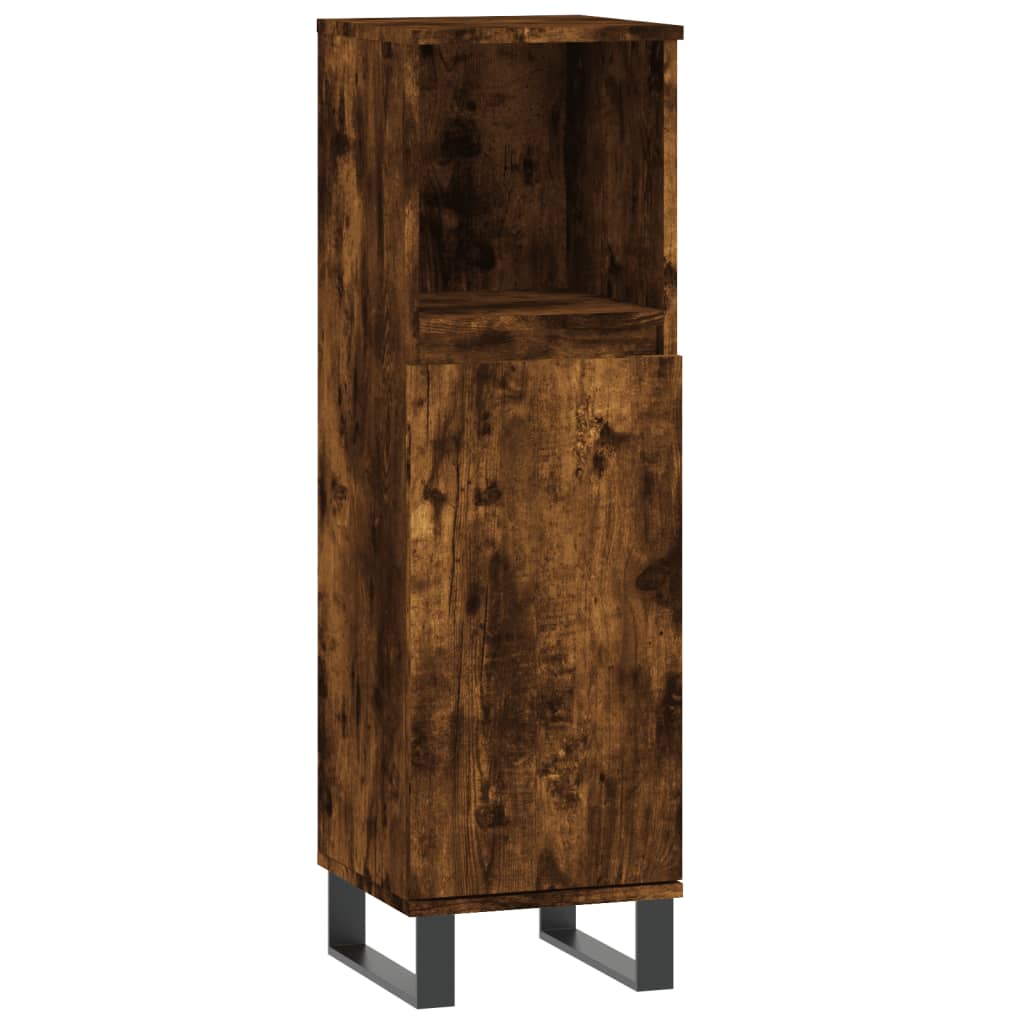 vidaXL Bathroom Cabinet Smoked Oak 30x30x100 cm Engineered Wood